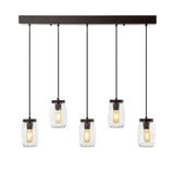 Gaines 5.5" Farmhouse Industrial Iron Mason Jar LED Pendant - JONATHAN Y