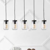 Gaines 5.5" Farmhouse Industrial Iron Mason Jar LED Pendant - JONATHAN Y