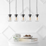 Gaines 5.5" Farmhouse Industrial Iron Mason Jar LED Pendant - JONATHAN Y