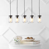 Gaines 5.5" Farmhouse Industrial Iron Mason Jar LED Pendant - JONATHAN Y