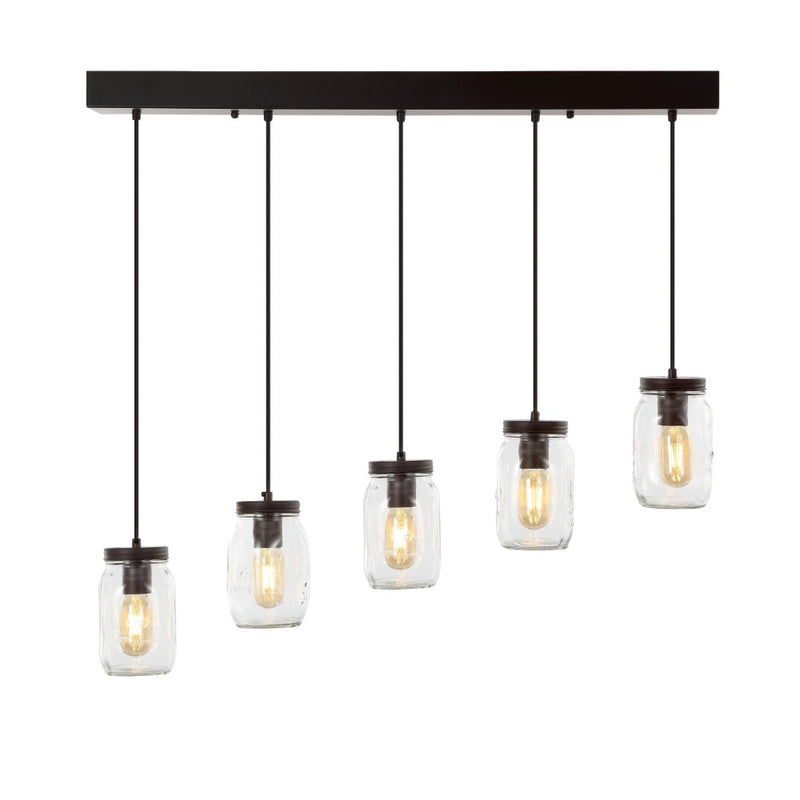 Gaines 5.5" Farmhouse Industrial Iron Mason Jar LED Pendant - JONATHAN Y