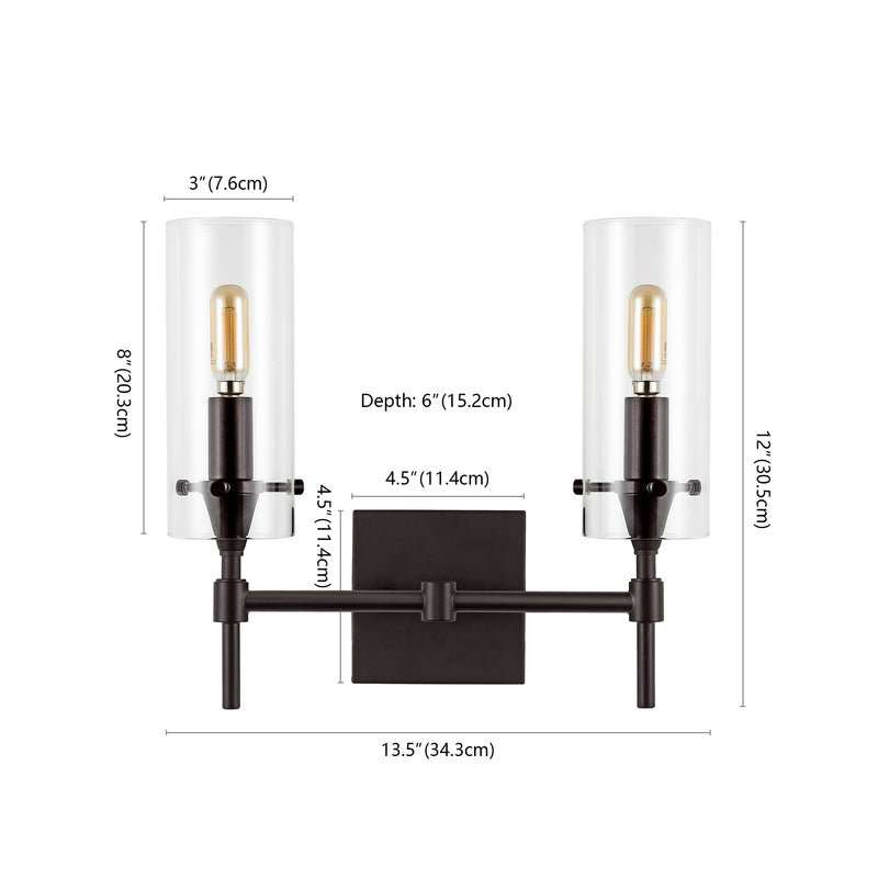 Cato Bohemian Farmhouse Iron/Glass LED Vanity - JONATHAN Y