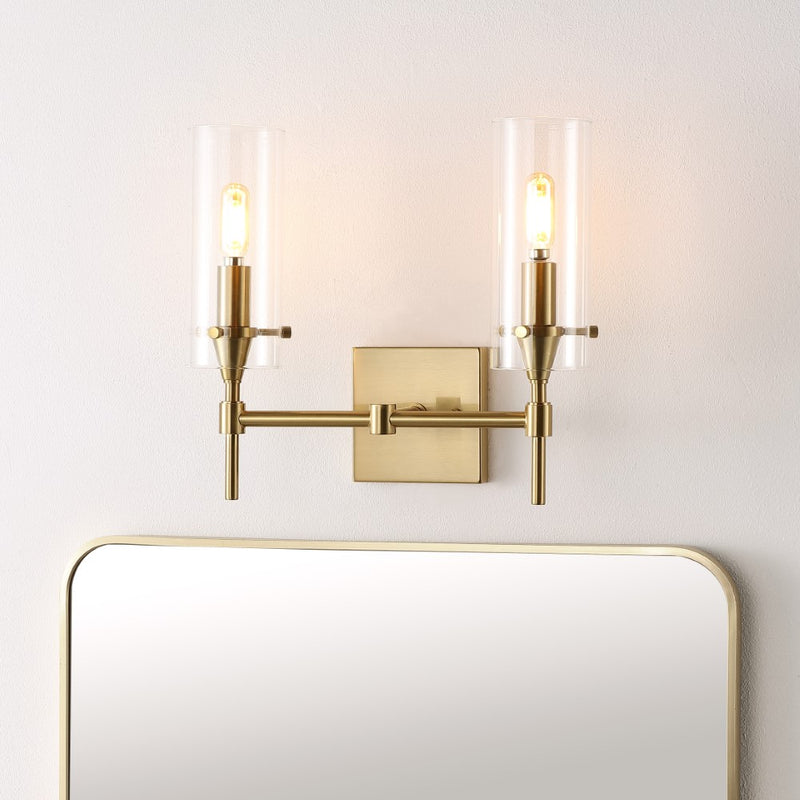 Cato Bohemian Farmhouse Iron/Glass LED Vanity