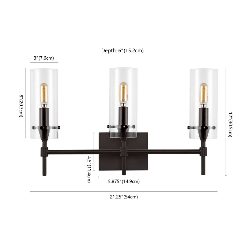 Cato Bohemian Farmhouse Iron/Glass LED Vanity