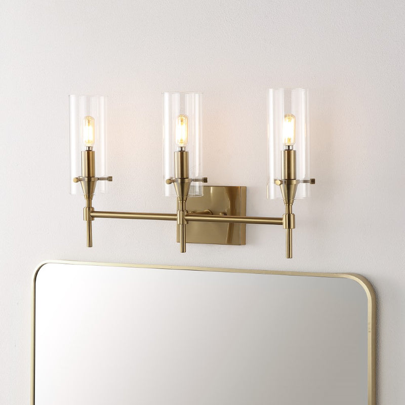 Cato Bohemian Farmhouse Iron/Glass LED Vanity