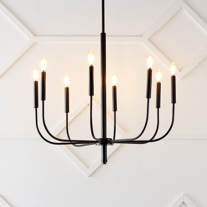 Amoros 27.25" Modern Mid-Century Iron LED Chandelier - JONATHAN Y