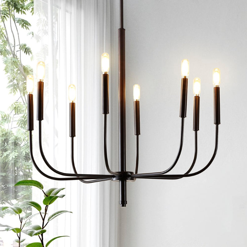 Amoros 27.25" Modern Mid-Century Iron LED Chandelier - JONATHAN Y