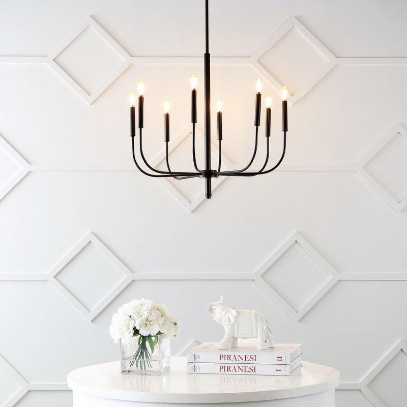 Amoros 27.25" Modern Mid-Century Iron LED Chandelier - JONATHAN Y
