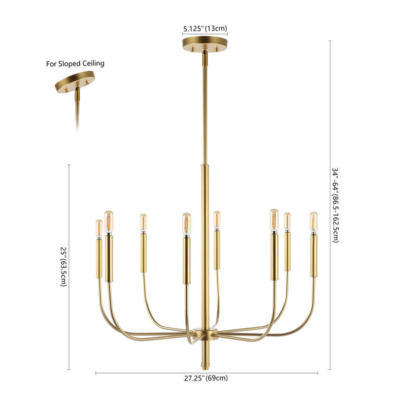 Amoros 27.25" Modern Mid-Century Iron LED Chandelier - JONATHAN Y
