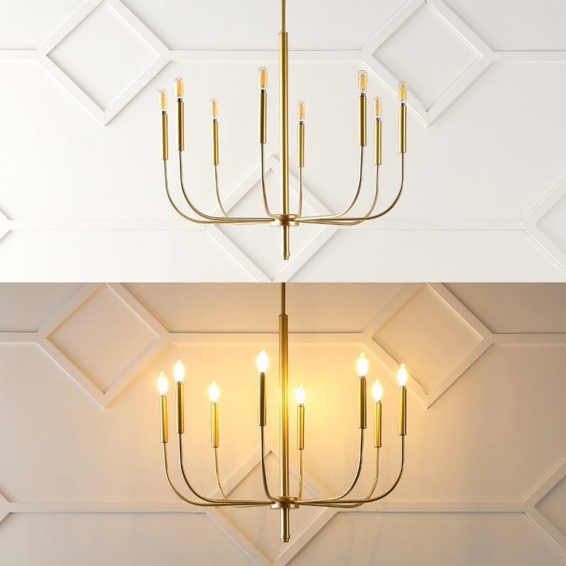 Amoros 27.25" Modern Mid-Century Iron LED Chandelier - JONATHAN Y