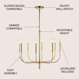 Amoros 27.25" Modern Mid-Century Iron LED Chandelier - JONATHAN Y