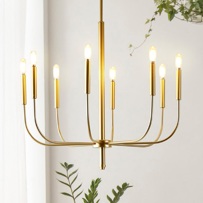 Amoros 27.25" Modern Mid-Century Iron LED Chandelier - JONATHAN Y