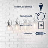 Virginia Metal/Glass LED Vanity Light
