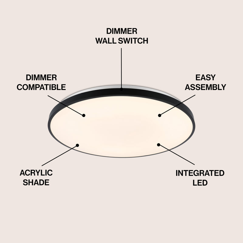 Astrid 21.25" Modern Minimalist Iron Circle Integrated LED Flush Mount - JONATHAN Y