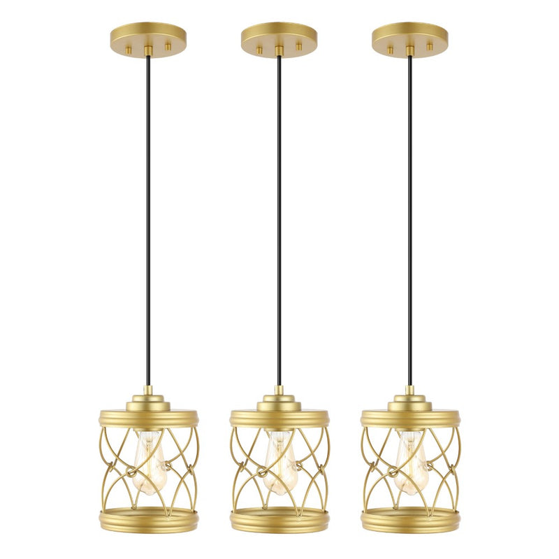 Marelle 6.5" Farmhouse Industrial Iron Filigree Caged Jar LED Pendant - JONATHAN Y