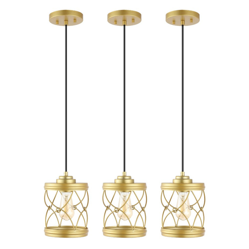 Marelle 6.5" Farmhouse Industrial Iron Filigree Caged Jar LED Pendant - JONATHAN Y
