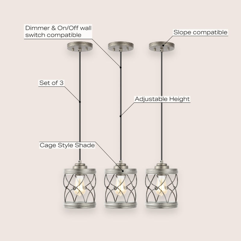 Marelle 6.5" Farmhouse Industrial Iron Filigree Caged Jar LED Pendant