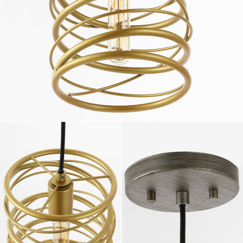 Helisa 7.25" Modern Contemporary Iron Spiral LED Pendant - JONATHAN Y