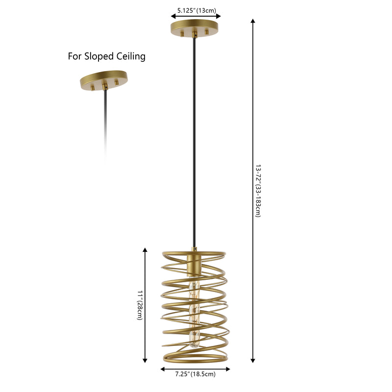 Helisa 7.25" Modern Contemporary Iron Spiral LED Pendant - JONATHAN Y