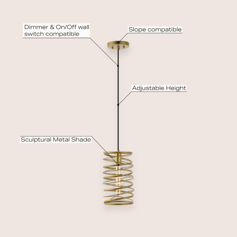 Helisa 7.25" Modern Contemporary Iron Spiral LED Pendant - JONATHAN Y