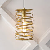 Helisa 7.25" Modern Contemporary Iron Spiral LED Pendant - JONATHAN Y