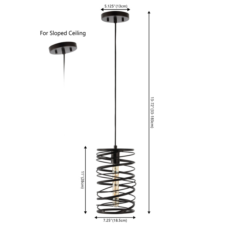 Helisa 7.25" Modern Contemporary Iron Spiral LED Pendant - JONATHAN Y