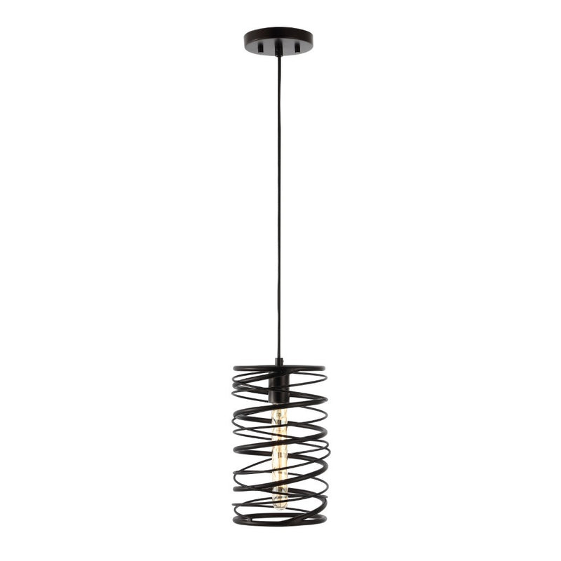 Helisa 7.25" Modern Contemporary Iron Spiral LED Pendant - JONATHAN Y
