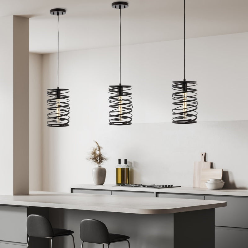 Helisa 7.25" Modern Contemporary Iron Spiral LED Pendant - JONATHAN Y