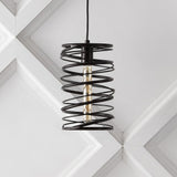 Helisa 7.25" Modern Contemporary Iron Spiral LED Pendant - JONATHAN Y
