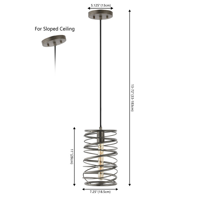 Helisa 7.25" Modern Contemporary Iron Spiral LED Pendant - JONATHAN Y