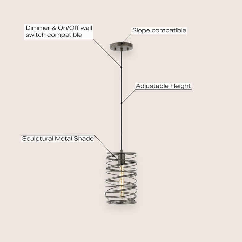 Helisa 7.25" Modern Contemporary Iron Spiral LED Pendant
