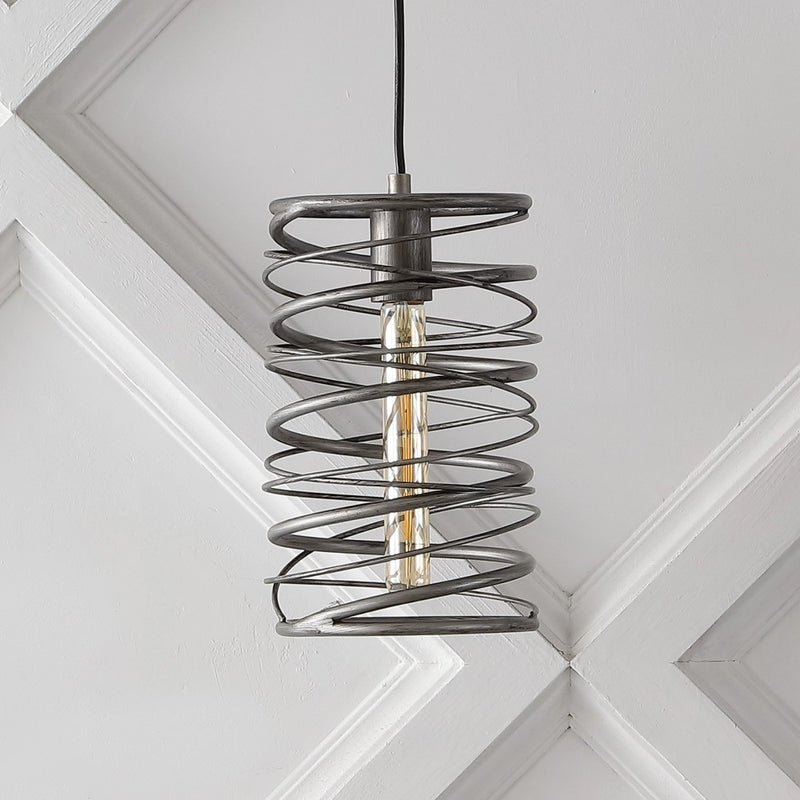 Helisa 7.25" Modern Contemporary Iron Spiral LED Pendant - JONATHAN Y