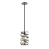 Helisa 7.25" Modern Contemporary Iron Spiral LED Pendant - JONATHAN Y