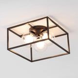 Kyle 14" 3-Light Modern Farmhouse Metal/Iron Open-Caged LED Flush Mount - JONATHAN Y
