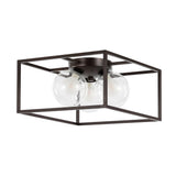 Kyle 14" 3-Light Modern Farmhouse Metal/Iron Open-Caged LED Flush Mount - JONATHAN Y