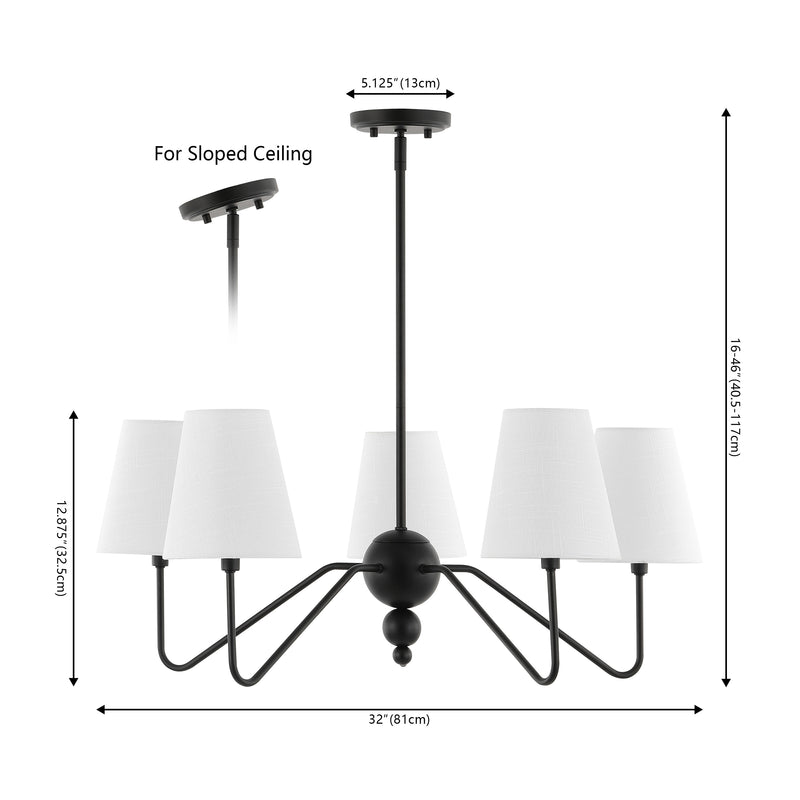 Skylar 32" 5-Light Classic Minimalist Iron Inverted Gourd LED Chandelier