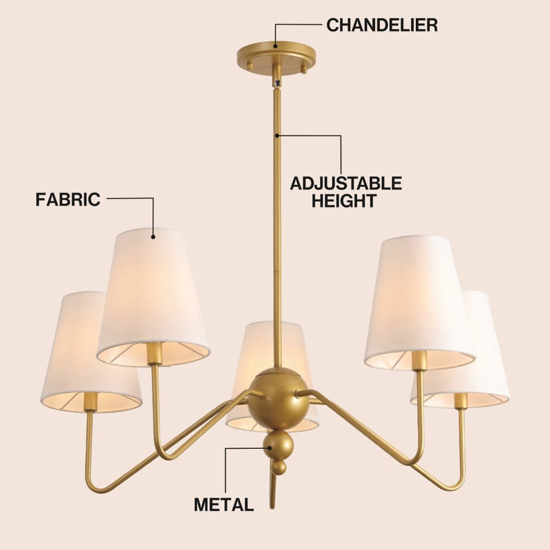 Skylar 32" 5-Light Classic Minimalist Iron Inverted Gourd LED Chandelier