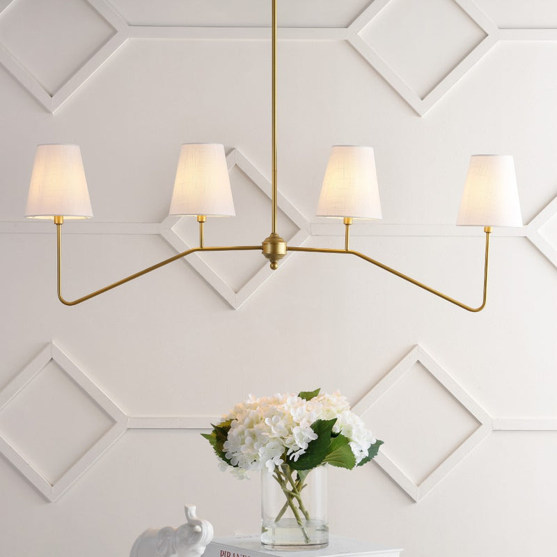 Signe 47.5" 4-Light Classic Minimalist Iron Linear LED Pendant - JONATHAN Y