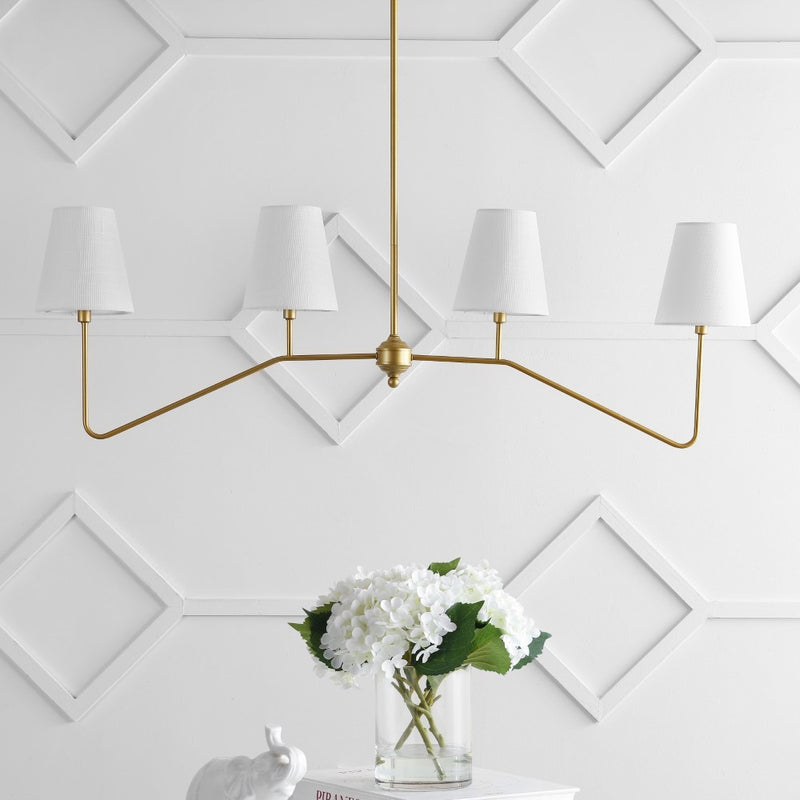 Signe 47.5" 4-Light Classic Minimalist Iron Linear LED Pendant - JONATHAN Y