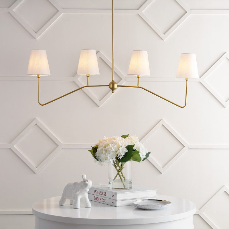 Signe 47.5" 4-Light Classic Minimalist Iron Linear LED Pendant - JONATHAN Y
