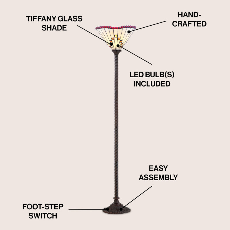 Smith Tiffany Style 70.5" Torchiere LED Floor Lamp - JONATHAN Y