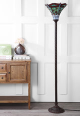 Dragonfly Tiffany Style 71" Torchiere LED Floor Lamp - JONATHAN Y