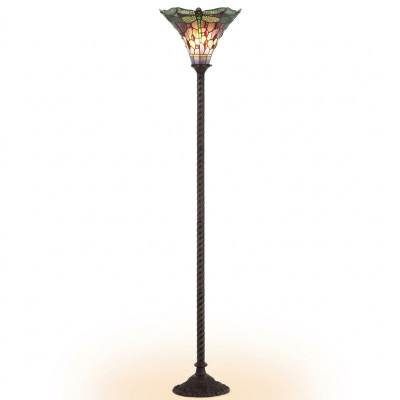 Dragonfly Tiffany Style 71" Torchiere LED Floor Lamp Bronze/Green – MAIN-ROOM