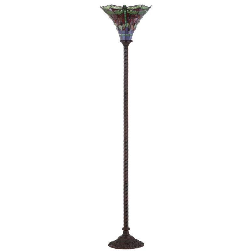 Dragonfly Tiffany Style 71" Torchiere LED Floor Lamp - JONATHAN Y
