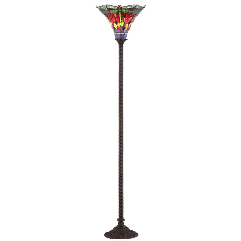 Dragonfly Tiffany Style 71" Torchiere LED Floor Lamp - JONATHAN Y