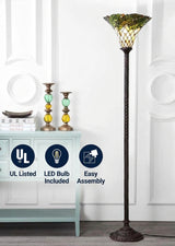 Botanical Tiffany Style 71" Torchiere LED Floor Lamp Bronze – ICONS