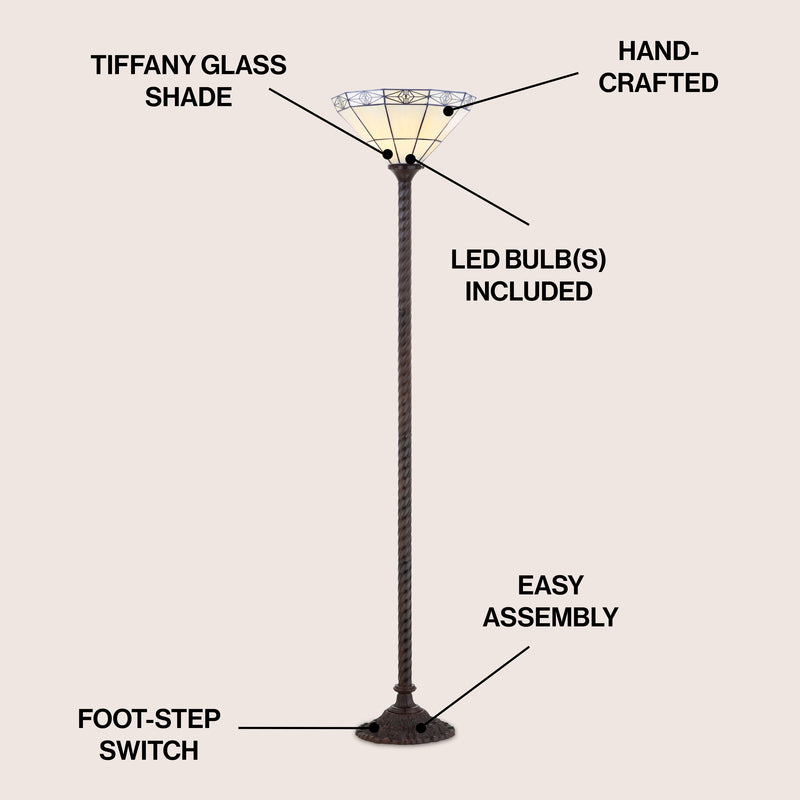 Moore Tiffany Style 68.57" Torchiere LED Floor Lamp - JONATHAN Y