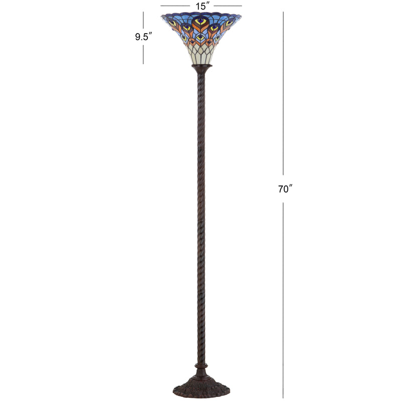 Peacock Tiffany Style 70" Torchiere LED Floor Lamp - JONATHAN Y