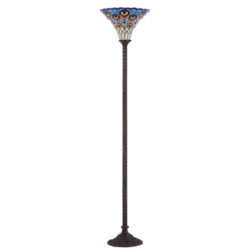 Peacock Tiffany Style 70" Torchiere LED Floor Lamp - JONATHAN Y