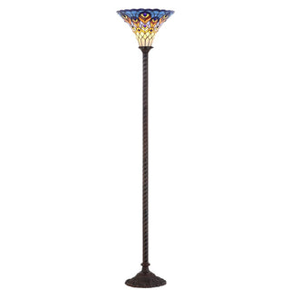 Peacock Tiffany Style 70" Torchiere LED Floor Lamp - JONATHAN Y